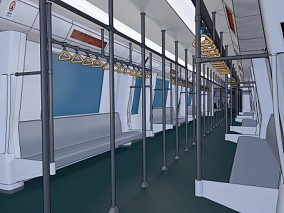 漫画场景 卡通场景 交通工具 地铁 车厢 地铁车厢内景 现代地铁 3D模型