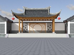 中式戏台古建 3d模型