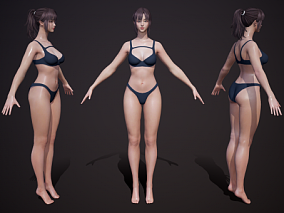 女基础裸模 性感人体 日韩风 参考模型 基础人体 比基尼 人体模型 丰满 3d模型