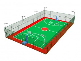 室外篮球场模型，球场，体育运动 3d模型