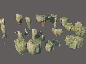 悬浮山 悬浮岛 悬浮石头山体 仙境山体 锥形岛 锥形山体 ，石头，岩石 3d模型