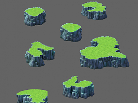 3D模型 三渲二 崖壁 草地 素材
