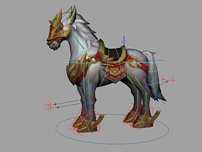 马 adv绑定坐骑马模型 maya骨骼绑定白龙马带骨骼权重