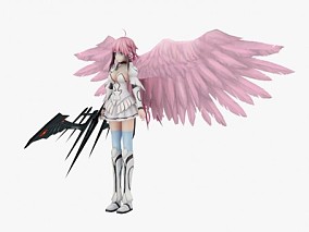 游戏角色 美女  天使 翅膀 3d模型