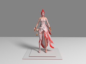 现代游戏角色 红发美女 3d模型