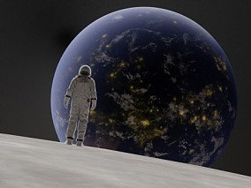 地球 月球 宇航员 太空 科幻 3d模型