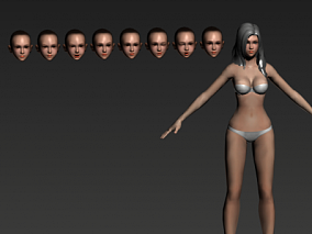 美女 女人 小姐姐 脸部 表情动画 发型 3d模型