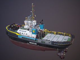 PBR 工程船 补给船 拖船 拖轮 搜救船 救援船 铺管船 浮吊船 作业船  3d模型