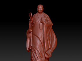 可以3D打印的西安大雁塔 南唐僧雕塑 3d模型