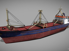 PBR 工程船 救援船 铺管船 运输船 救生船 起重船 浮吊船 作业船 3d模型