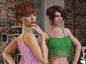 DAZ 女 内衣 性感 短发   动画模型 全四边面可编辑 含有FBX DAZ