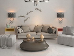 现代简约温馨式沙发组合3DMAX