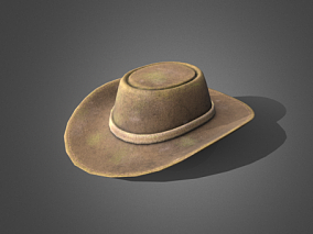 帽子 牛仔帽 西部牛仔帽子 遮阳帽子 男士帽子 沙滩帽 皮帽  3d模型