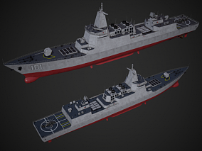 PBR 中国海军 055舰 055型导弹驱逐舰 拉萨舰 南昌舰 3d模型