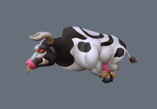 完整动画 卡通 愤怒的 奶牛 手绘贴图 哺乳动物 牛 cow 3d模型
