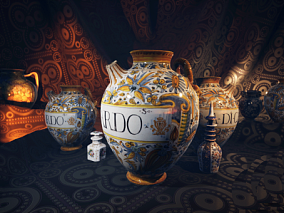 ue4 4.27版本 古代陶瓷 高质量物品 古董 虚幻4 罐子 彩绘 陶瓷