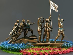 长征胜利会师雕塑 公园景观雕塑 新四军 旗帜 红军雕塑 革命雕塑 抗战雕塑 八路军雕塑