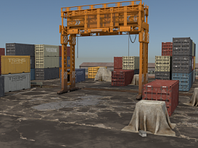 码头 港口  货运集装箱  货物集散地   龙门吊   起重机