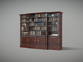 中世纪复古书架 书柜 书籍 书本 古典书籍 老式书架 红木书柜 书房摆设 个人藏书