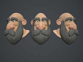卡通人物 头像 老人 大胡子 面部变化 光头人物 3d模型