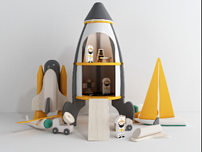 儿童玩具 玩具设施  卡通 现代风格玩具火箭