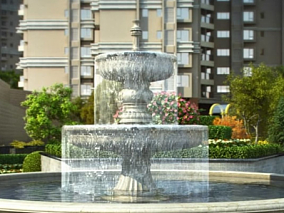 喷泉 欧式喷泉 景观园林 景观 喷泉水池 流水喷泉动画 喷泉建筑动画场
