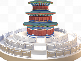 太和殿 祭天天坛 中国风 古建筑地标 名胜古迹立体模型