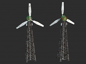 破旧发电风车 工业风车