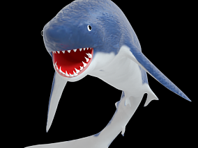 高级感写实蓝色鲨鱼模型