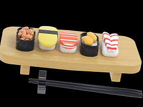 简约日本料理寿司立体模型 3d模型