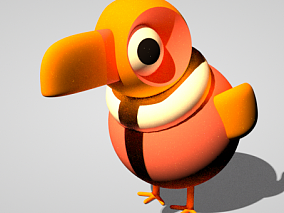 科幻 幻想 橙色可爱小鸟 卡通小鸟3D模型