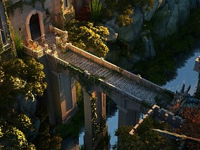 古堡建筑高桥场景
