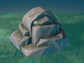 石头 岩石 青苔 自然 草地 外景 场景 3d模型