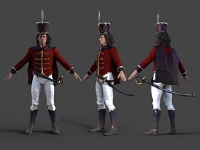18世纪英国将军 军人 欧洲军人 军装 游戏角色人物 写实欧美人物