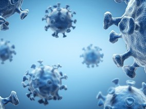 蓝色微生物 细胞病毒疫情 病毒 细胞 细菌 抗疫 疫情 医学模型 卡通广告元素