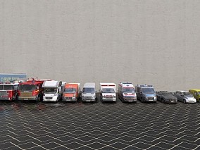 Max C4D Maya Blender一套精品汽车合集，货车 消防车 房车 拉货车 小卡车 救护车