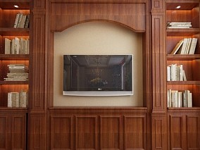 欧式胡桃实木电视背景墙