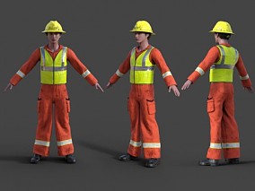 工人 路政施工人员 消防人员 施工人员 安全员 写实男性 vrar虚拟人物模型