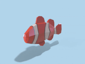 尼莫鱼带骨骼动作 卡通像素风格化小丑鱼带游泳动画