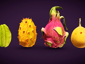 杨桃  基瓦诺   火龙果   热带水果  写实水果  写实火龙果  扫描水果 水果