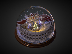 圣诞节水晶球    罗马剧院  剧院  水晶球    圣诞节  节日装饰  礼品  圣诞树