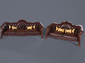 PBR材质 皮质沙发 家具 抱枕 家居装饰 天鹅绒沙发