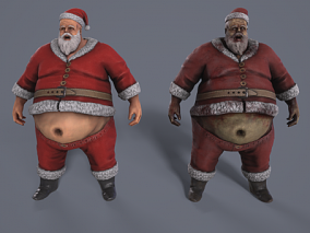 PBR材质 圣诞老人 胖子 男人 圣诞装扮 丧尸 人物 游戏角色