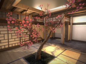 传统的日式房间    樱花  卡通樱花  卡通卧室  卡通房间   和室  木屋  卡通房屋 茶室
