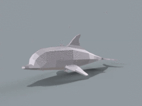 海豚 低模low poly像素卡通海豚带骨骼动作