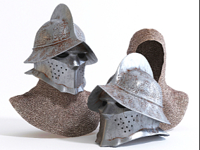 古典头盔锁甲 中世纪 古代 防具