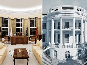 美国白宫 总统府邸 总统办公室 会议室 园林 议事厅 秘书室 玫瑰园 总统府 会议厅