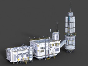 太空基地 外太空基地 科幻太空基地 外星球补给站 未来科幻写实模型