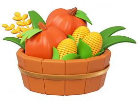C4D感恩节元素立体蔬菜水果