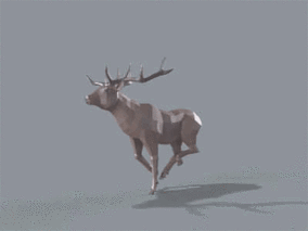 鹿 麋鹿 卡通驯鹿带骨骼动作 像素风格化低模小鹿 1分钟走跑跳攻击受伤死亡动画